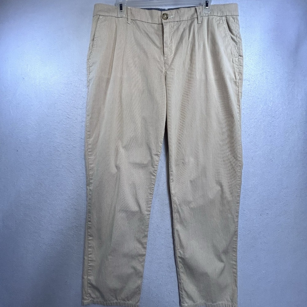 Tommy Hilfiger Women's Pants Khaki Pin Striped Size 14 Cotton Straight-Leg